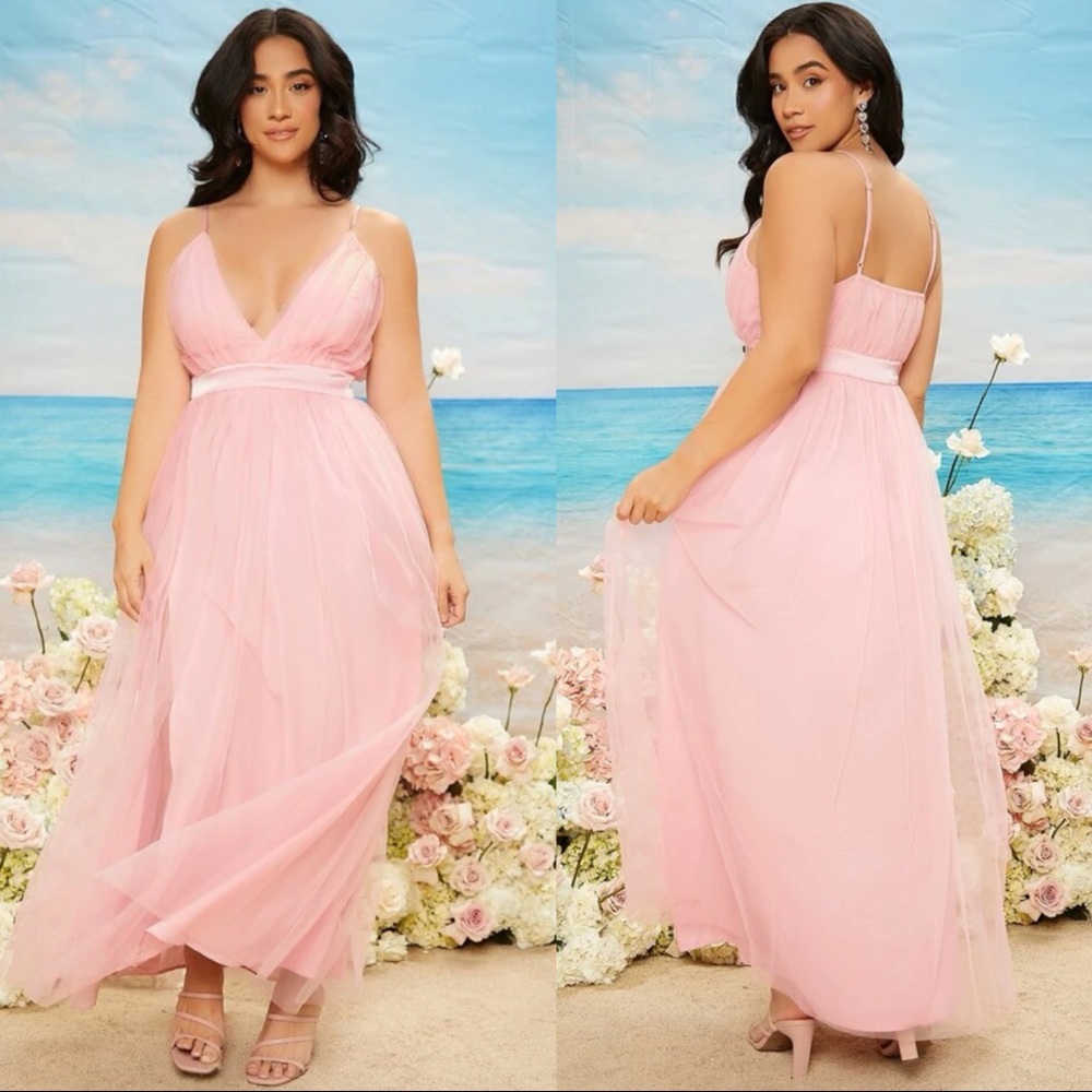 Blush Pink Sleeveless Maxi Formal Dress